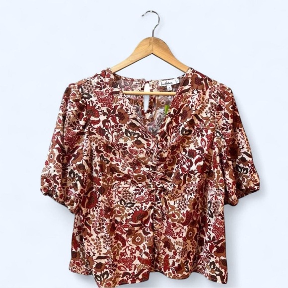 Sam Edelman Medium New $80 Red Short Sleeve Shirt - Picture 1 of 8
